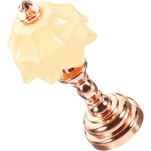 Lampada da Scrivania Miniatura in Metallo Rosa Oro per Casa delle Bambole 1:12