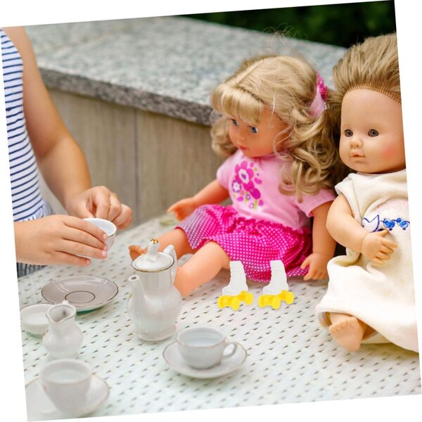 GALPADA Mini Pattini A Rotelle per Bambole Set 4 Paia Plastica Bianco e Rosa