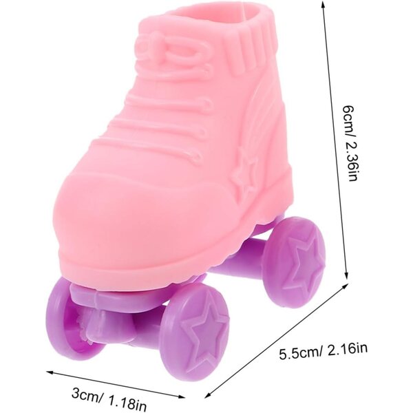 Patins a rotelle miniature rosa per bambole 3 paia, accessori casa delle bambole