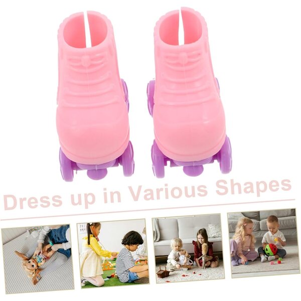 Patins a rotelle miniature rosa per bambole 3 paia, accessori casa delle bambole