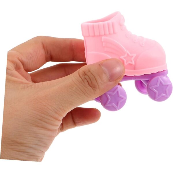Patins a rotelle miniature rosa per bambole 3 paia, accessori casa delle bambole