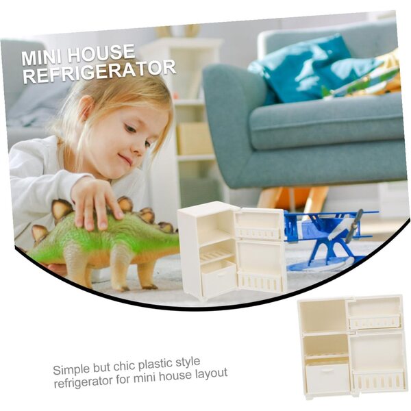 ORFOFE Mini Frigorifero in Plastica per Casa delle Bambole - Accessorio Cucina in Miniatura