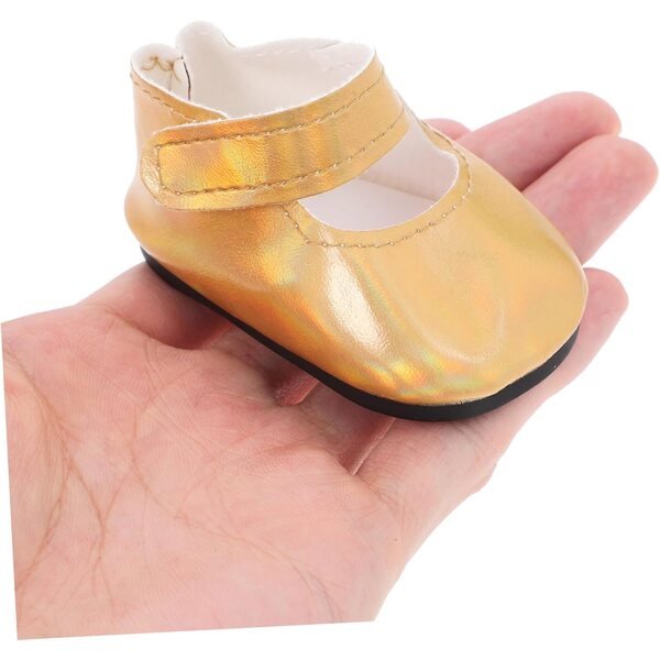 Goldene PU-Miniaturpuppenschuhe – stilvolles und robustes Design für Puppenzubehör