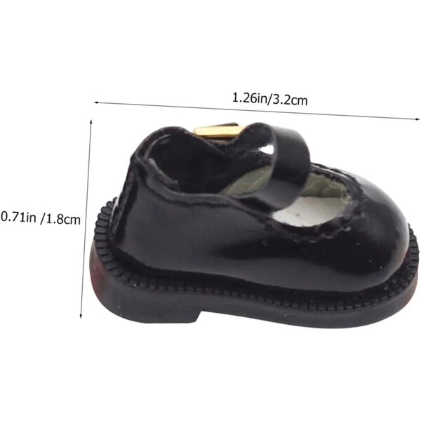 Mini Scarpe per Bambole Nere in PU 3,2 cm - Accessori Decorativi per Bambini e Collezionisti