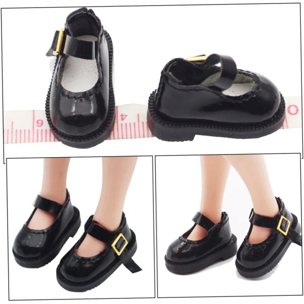 Mini Scarpe per Bambole Nere in PU 3,2 cm - Accessori Decorativi per Bambini e Collezionisti