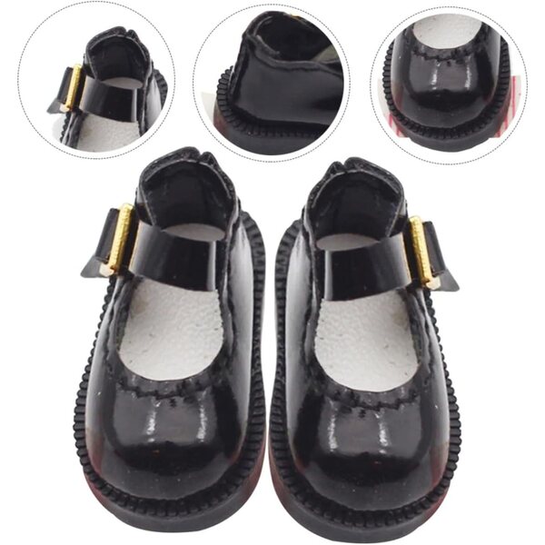 Mini Scarpe per Bambole Nere in PU 3,2 cm - Accessori Decorativi per Bambini e Collezionisti