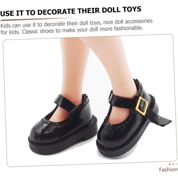 Mini Scarpe per Bambole Nere in PU 3,2 cm - Accessori Decorativi per Bambini e Collezionisti