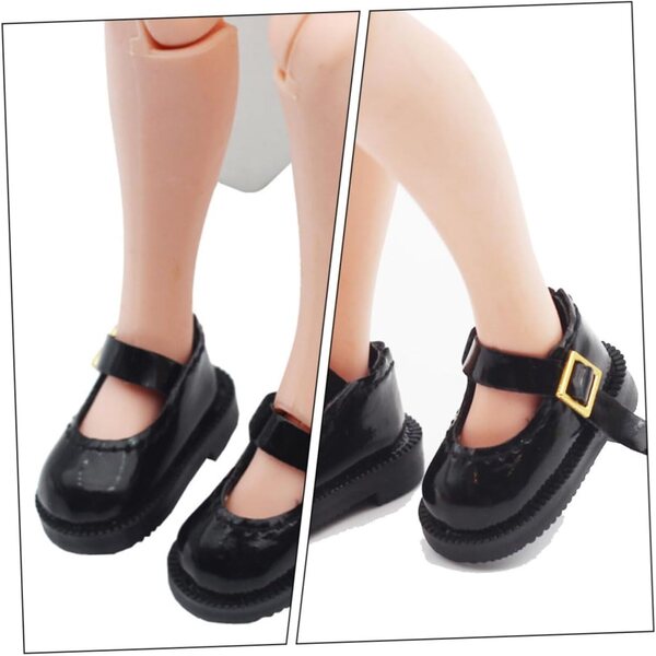 Mini Scarpe per Bambole Nere in PU 3,2 cm - Accessori Decorativi per Bambini e Collezionisti