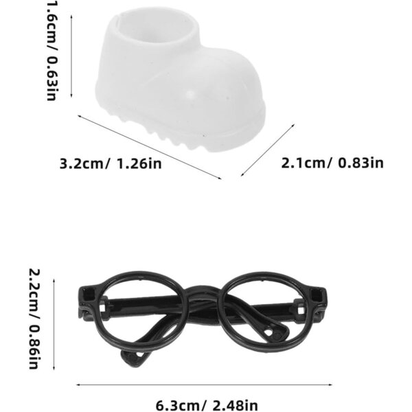 Miniatur-Schuhe und Sonnenbrillen-Set für 17-cm-Puppen – elegantes Kunststoffzubehör