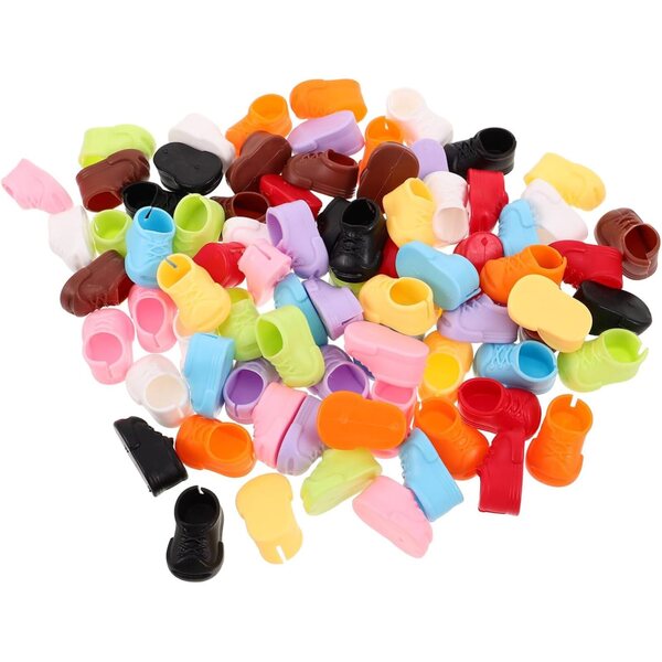 40 Paar Miniatur-Puppenschuhe – bunte Stiefeletten und flache Schuhe