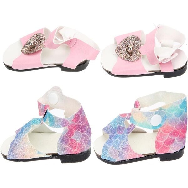 Mini-Sommerschuhe für 18-Zoll-Puppen, Set mit 2 bunten Kunststoffschuhen