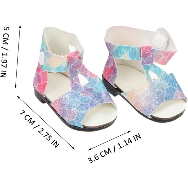 Mini-Sommerschuhe für 18-Zoll-Puppen, Set mit 2 bunten Kunststoffschuhen