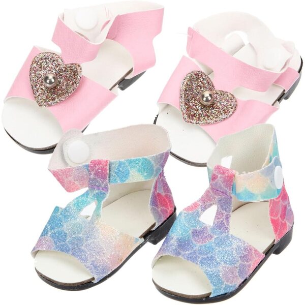 Mini-Sommerschuhe für 18-Zoll-Puppen, Set mit 2 bunten Kunststoffschuhen