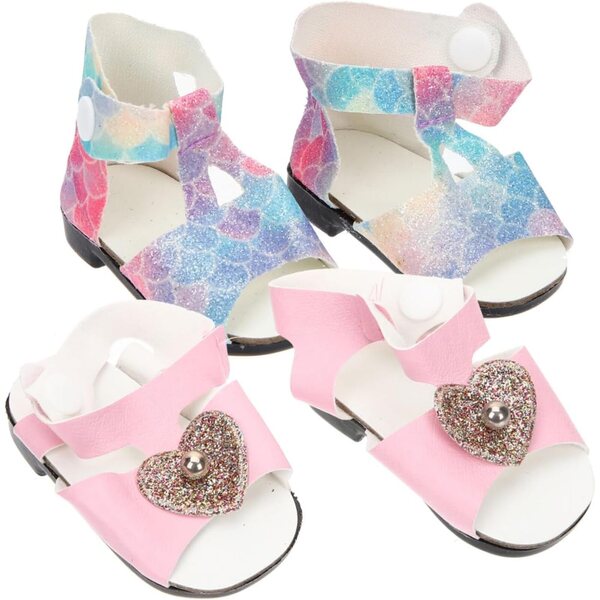 Mini-Sommerschuhe für 18-Zoll-Puppen, Set mit 2 bunten Kunststoffschuhen