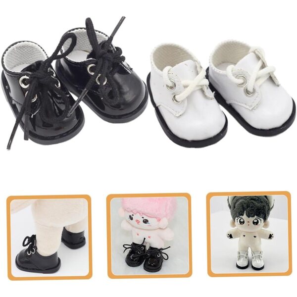 Iplusmile Mini-Lederschuhe für 20-cm-Puppen, Set mit 2 Paaren, kreative Dekorationen und Accessoires