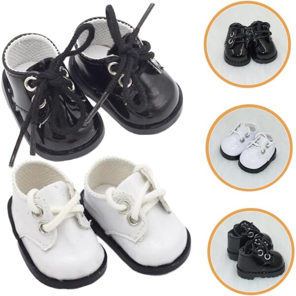 Iplusmile Mini-Lederschuhe für 20-cm-Puppen, Set mit 2 Paaren, kreative Dekorationen und Accessoires