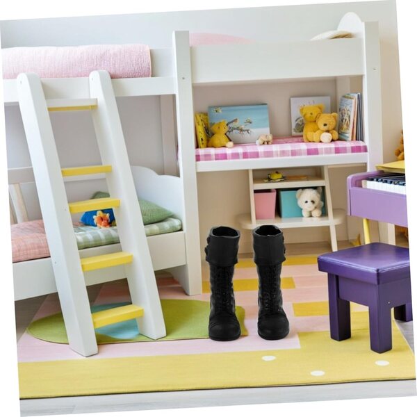 Bottine nera per bambole BJD miniature Hemobllo in resina, scarpe intercambiabili