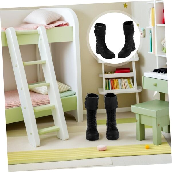Bottine nera per bambole BJD miniature Hemobllo in resina, scarpe intercambiabili