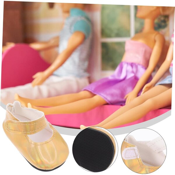 Goldene PU-Schuhe für Puppen – elegante Miniaturen für Spiele und Sammlungen