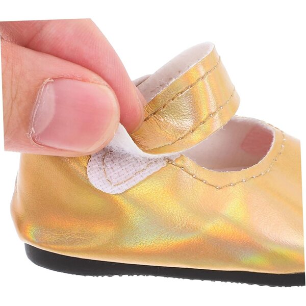Goldene PU-Schuhe für Puppen – elegante Miniaturen für Spiele und Sammlungen