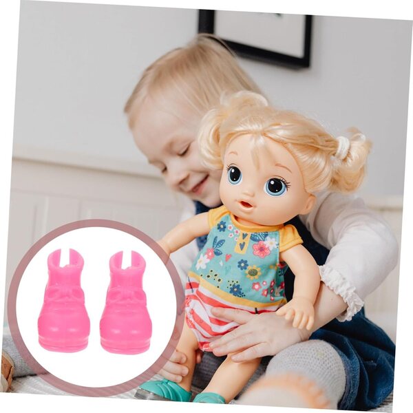 Set mit 20 Mini-Schuhen für Puppen aus farbigem Kunststoff, glattes Design und ohne Montage