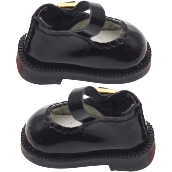 Schwarze Mini-Schuhe für BJD-Puppen – widerstandsfähiges dekoratives Zubehör, 3,2 x 1,8 x 1,5 cm