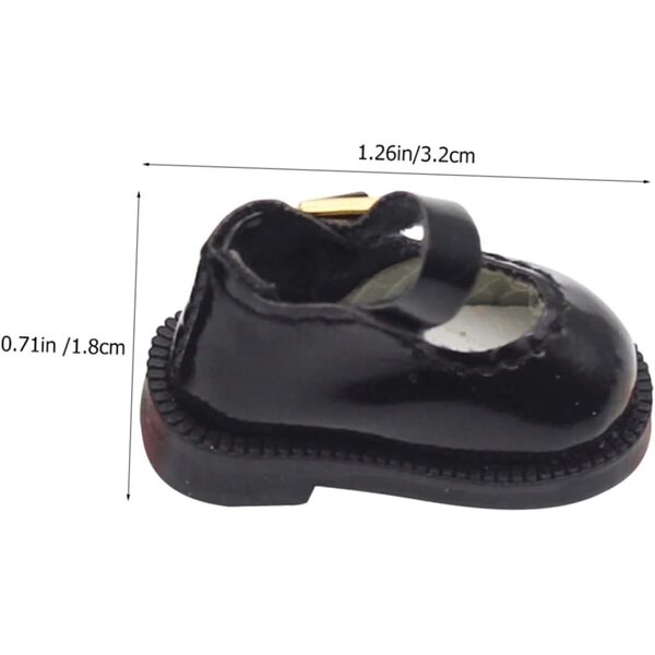 Schwarze Mini-Schuhe für BJD-Puppen – widerstandsfähiges dekoratives Zubehör, 3,2 x 1,8 x 1,5 cm
