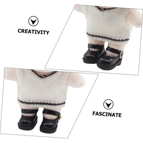 Schwarze Mini-Schuhe für BJD-Puppen – widerstandsfähiges dekoratives Zubehör, 3,2 x 1,8 x 1,5 cm