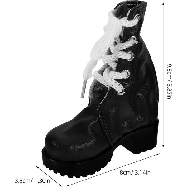Schwarze Mini-Stiefel für BESTonZON-Puppen aus widerstandsfähigem PU, 9,8 x 8 x 3,3 cm, Dekoration und Spiel
