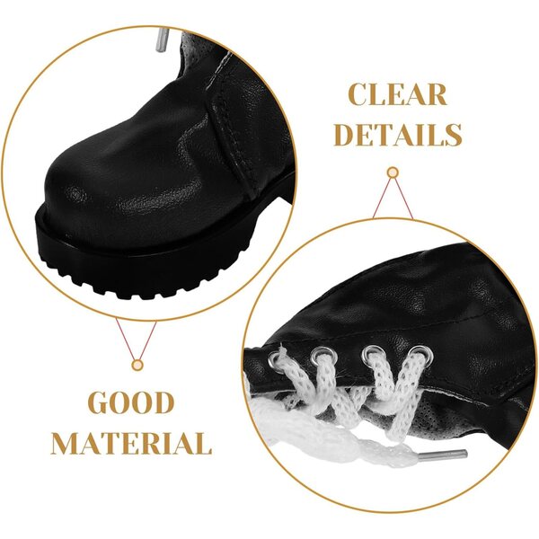 Schwarze Mini-Stiefel für BESTonZON-Puppen aus widerstandsfähigem PU, 9,8 x 8 x 3,3 cm, Dekoration und Spiel