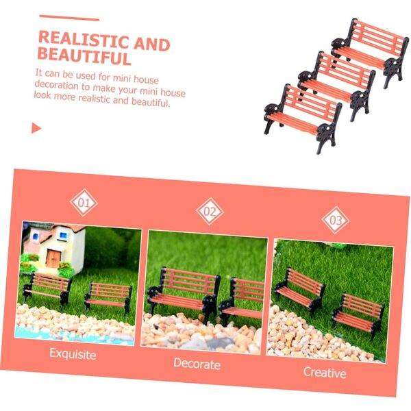 Set da 3 Panchine Miniature per Casa delle Bambole, Mobili Decorativi Realistici