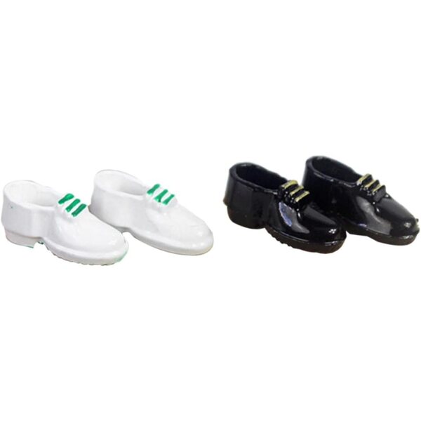Hemobllo 8 Paia Mini Scarpe in Lega per Bambole Nero e Bianco, Accessori Realistici