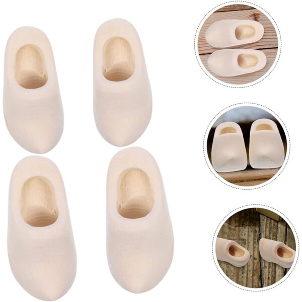 Hemobllo Mini Sabots Non Peints 4 Paires per DIY Decorazioni Casa Bambole