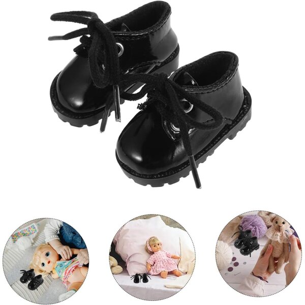 GALPADA Mini Scarpe in Pelle Artificiale per Bambole 15-20 cm – Nero Elegante