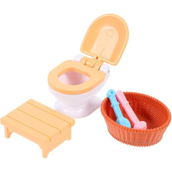 Set 3 Mobili da Bagno Miniature in Legno per Case delle Bambole - Gioco Educativo
