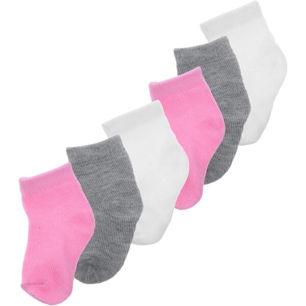 6 Paar Miniatursocken für 18-Zoll-Puppen in Grau, Weiß und Rosa