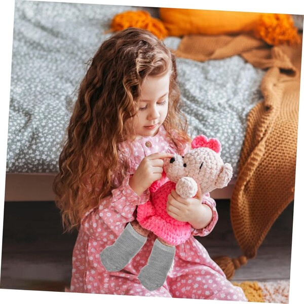 6 Paar Miniatursocken für 18-Zoll-Puppen in Grau, Weiß und Rosa