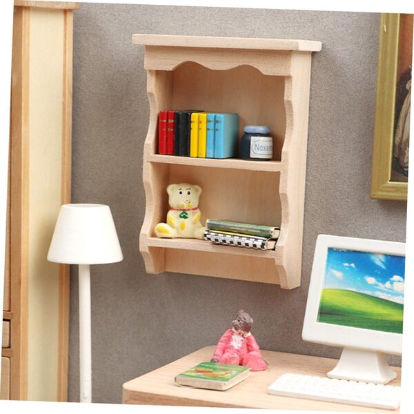Mensola Miniatura in Legno per Casa Bambole Decorazione Paesaggistica 8,8x6,3 cm