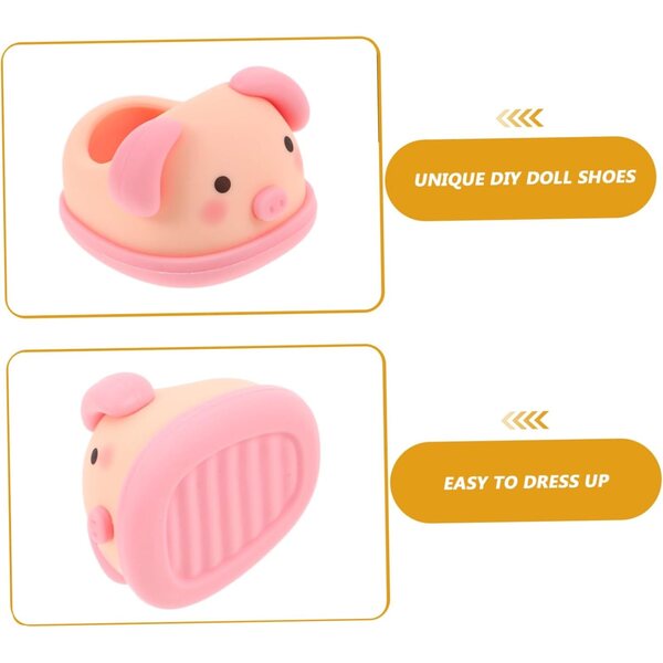 Mini-Kunststoffschuhe für Puppen, kreative Accessoires mit rosa Schweinchen-Design