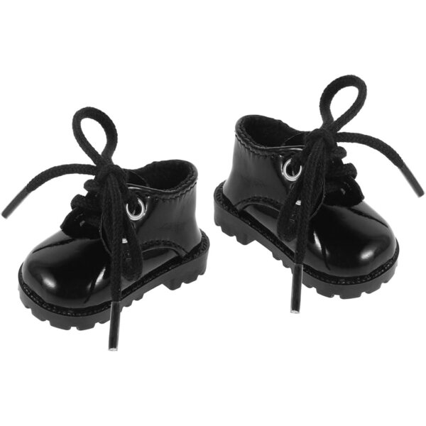 Miniaturschuhe aus schwarzem Kunstleder für 15–20 cm große Puppen, elegante und einfach zu tragende Accessoires