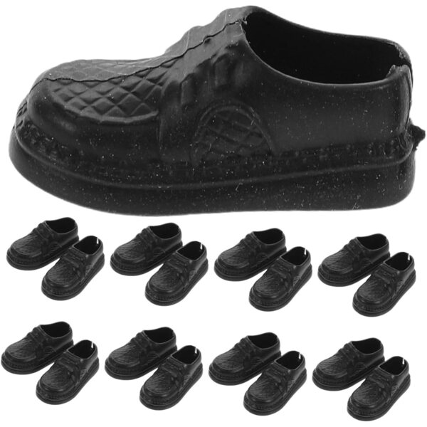SOIMISS 20 Paia Scarpe Miniature per Case delle Bambole in Plastica Nere 3,7x1,7x1,6 cm