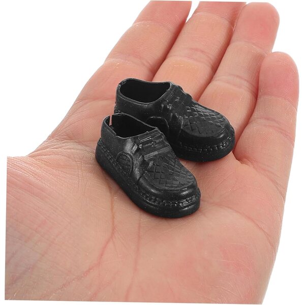 SOIMISS 20 Paia Scarpe Miniature per Case delle Bambole in Plastica Nere 3,7x1,7x1,6 cm