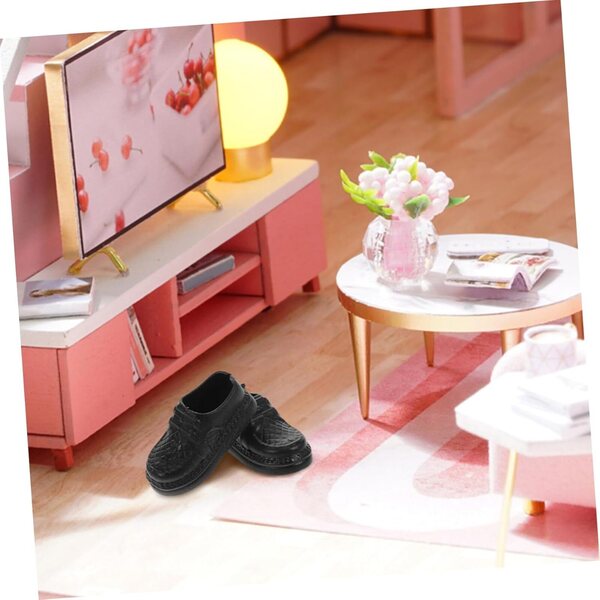 SOIMISS 20 Paia Scarpe Miniature per Case delle Bambole in Plastica Nere 3,7x1,7x1,6 cm