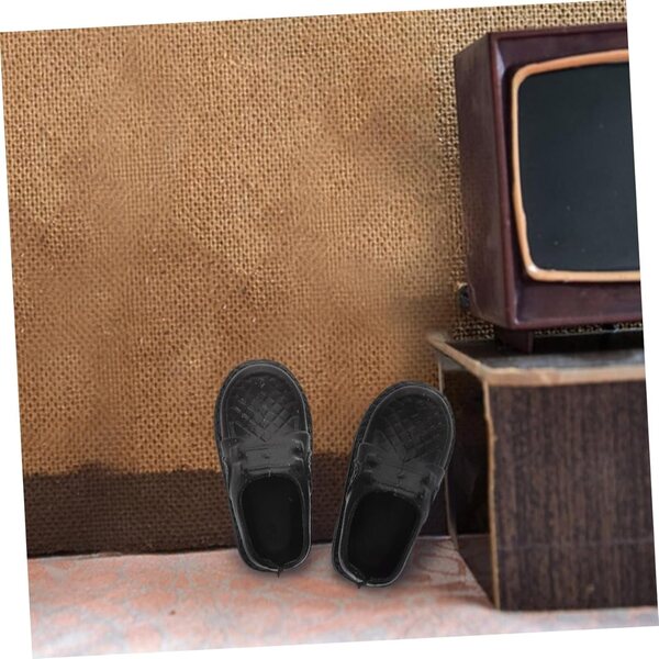 SOIMISS 20 Paia Scarpe Miniature per Case delle Bambole in Plastica Nere 3,7x1,7x1,6 cm