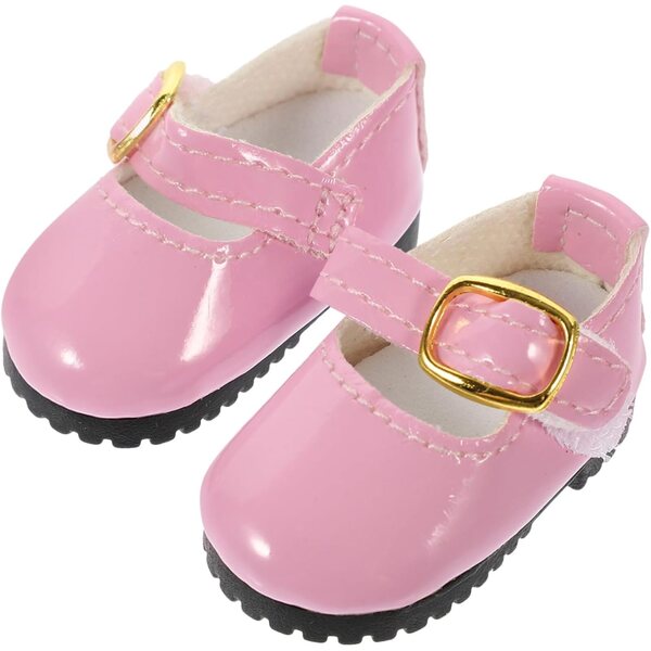 Mini-Lederschuhe für 15-cm-Puppen – rosa Accessoires zum Ankleiden von BJD-Puppen