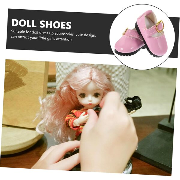 Mini-Lederschuhe für 15-cm-Puppen – rosa Accessoires zum Ankleiden von BJD-Puppen