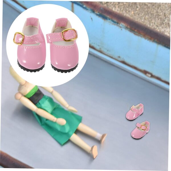 Mini-Lederschuhe für 15-cm-Puppen – rosa Accessoires zum Ankleiden von BJD-Puppen