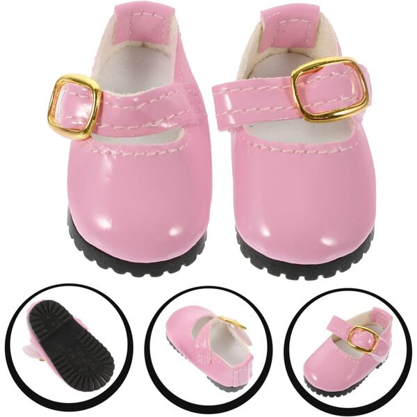 Mini-Lederschuhe für 15-cm-Puppen – rosa Accessoires zum Ankleiden von BJD-Puppen