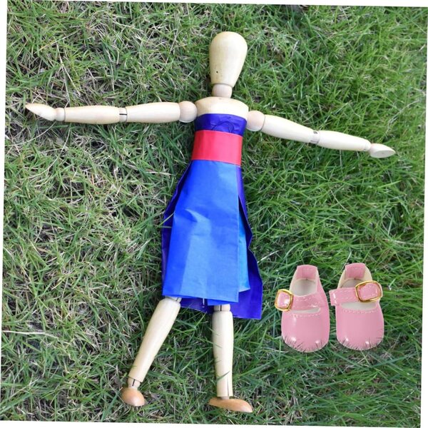 Mini-Lederschuhe für 15-cm-Puppen – rosa Accessoires zum Ankleiden von BJD-Puppen