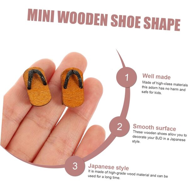 Mini Sabots in Legno SOIMISS per Casa di Bambole e Decorazioni Creative 2x1 cm